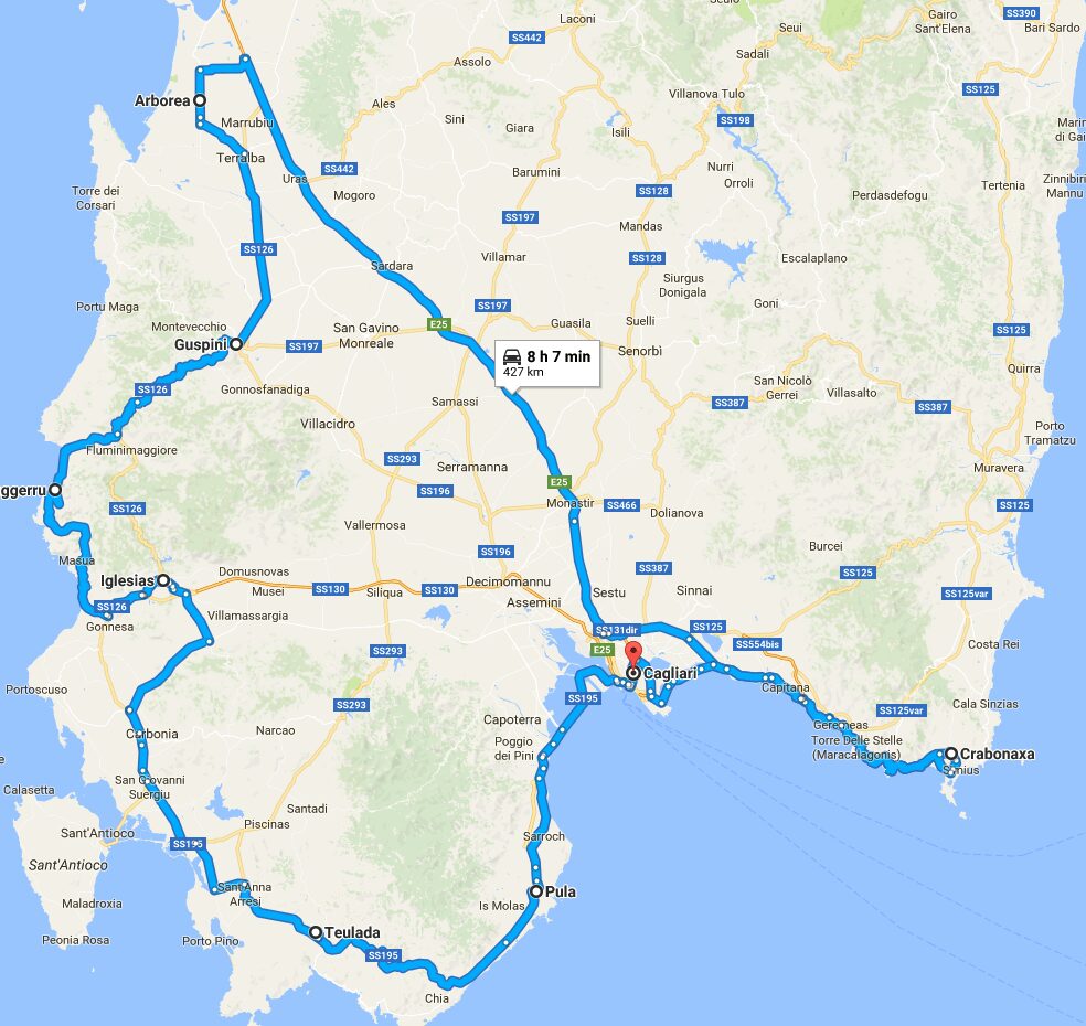 itinéraire Road trip en Sardaigne en camping-car