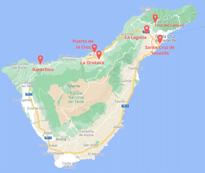 Tenerife en famille - Carte du Nord