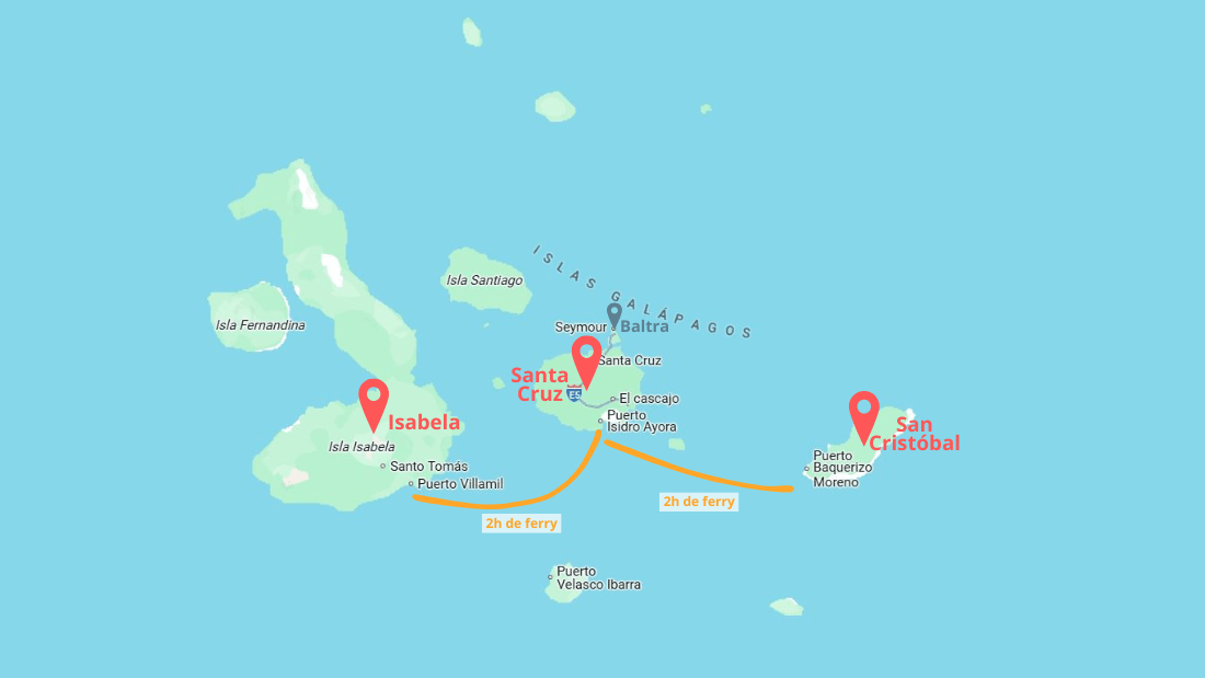 itinéraire aux galapagos carte