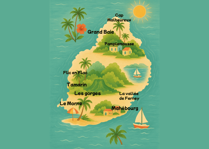 carte touristique de l’île Maurice