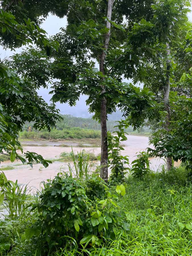 Bloqués par les eaux à Sukamade - riviere en crue