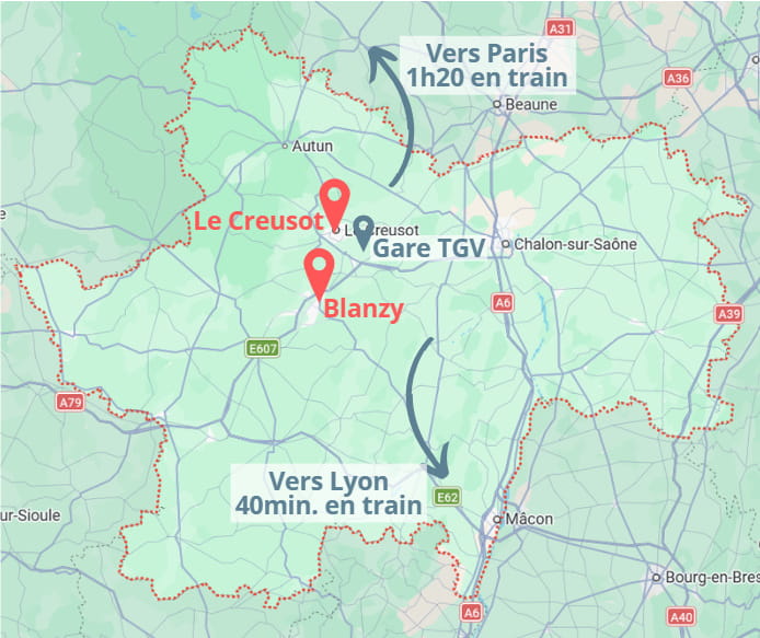 week-end en Saône-et-Loire - carte
